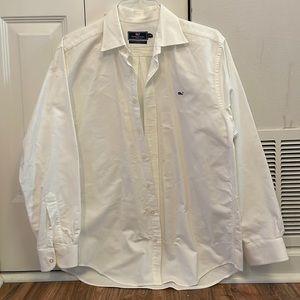 Vineyard Vines White Classic Fit Whale Shirt